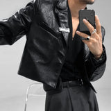 Advbridge Mens Autumn And Winter Elegant British Casual Street Leather Clothing Unisex Short Leather Jacket Jacket Men'S Long-Sleeved Suit