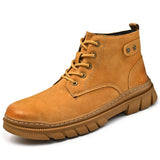 Advbridge 2025 Retro Style Winter Men Boots Desert High Top Boot Casual Lace-up Street Cool Shoes Comfy Non-Slip Brown Leather Ankle Boots