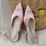 ADVBRIDGE  -  Satin Luxury Pointed Toe Mules Women Slides Butterfly-Knot Shallow Elegant Dress Shoes 2025 Summer Slingback Sandals Ladies