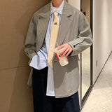 Advbridge New Luxury Houndstooth Blazers Grey Khaki Men'S Casual One Button Blazers Autumn Winter Fashion All-match Loose Suit Jackets
