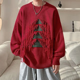 Advbridge Sweater man Vintage Christmas Tree Tassels Sweater Men Long Sleeve Fashion Loose Knitted Pullover Couples Unisex Streetwear