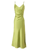 Advbridge Sexy Women Summer Spaghetti Strap Midi Dress New Fashion Evening Party Ladies Eleglant Sundress Vintage Satin Casual Robe New