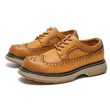 Advbridge 100% Genuine Leather Shoes Men Footwear Man Brogues Autumn Early Winter Cow Leather Mens Casual Shoes Flat Black Yellow KA4812