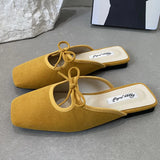 ADVBRIDGE  -  Summer 2025 New Women Flat Slipper Fashion Square Toe Slip On Mules Shoes Soft Flat Heel Outdoor Dress Sandal Slides New Woman