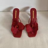 Advbridge Brand Shoes Female 2024 Summer New Elegant Flowers Design Women's Slippers Casual Fashionable Outer Wear High Heel Slides Women