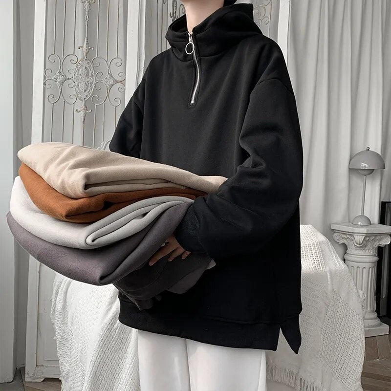Advbridge High Quality Turtleneck Hoodie Zipper Pullovers Streetwear Hip Hop Hooded Sweatshirt Men Clothing Korean Couples Harajuku Coat