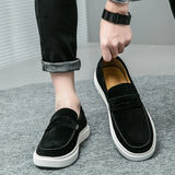 ADVBRIDGE  -  Fashion Trends Mens Black Loafers Shoes Suede Slip on Casual Dress Man Shoes Wedding Office White Soled Leather Shoes Highend