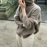Advbridge Turtleneck Cardigan Ladies 100% pure woolen sweater Autumn and winter loose thickened cashmere base sweater knitted  coat tide