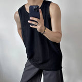Advbridge Summer Men's Leisure Knit Tank Tops Casual Sleeveless Streetwear Sexy Solid Color Breathable Fashion Retro Loose Inner Clothes