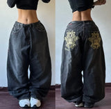 Advbridge American High Street Straight Jeans Ladies Y2K New Retro Design Stitching High Waist Fashion Loose Mop Pants Wide-leg Pants Tide