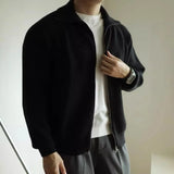 Advbridge Autumn Clothing Men's Luxury Knitted Stand Collar Cardigan Casual Streetwear Solid Color Long Sleeve Knitwear Retro Jacket M-2XL