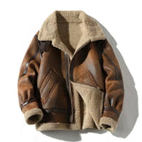 Advbridge Men's Autumn Winter Thickening High-end Brand Leather Jacket / Plus Velvet Thickening Fashion Large Size Khaki Man PU Jacket jinquedai