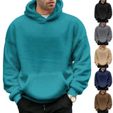Advbridge Men's Hooded Pullovers Knitted Sweater Winter Thick Fleece Warm Casual Knitwear Coat Solid Color Pullovers Men Hooded Sweaters