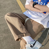 ADVBRIDGE  -  Cotton Casual Pants Men Oversized Wide Leg Pants Men Japanese Streetwear Hip-hop Loose Straight Pants Men Beige Trousers S-2XL