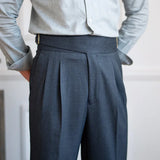 ADVBRIDGE  -  Italian Men's Parisian Waist Straight Trousers British Casual Silger High Waist Trendy Pants