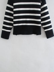 Advbridge aspen outfit winter Madisyn Stripe Oversize Turtleneck Sweater