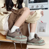 Advbridge Brown Woman Sports board shoes Spring Lace Up Flat Shoes Sports Female Casual Sneakers Tennis Shoes Couple
