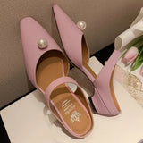 Advbridge Slippers shoes for women korean style genuine leather slip-on summer mules elegant ladies low kitten heel sandals shoes hot