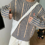 Advbridge Fashionable Striped Knitting Sweaters Men Autumn Streetwear Y2K Loose O Neck Long Sleeve Knit T-shirts Mens Vintage Sweater Tops