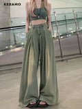 Advbridge American Retro High Waist Oversized Jeans Pants For Women Casual Baggy Y2K Wide Leg Grunge Hip-hop Style Loose Denim Trouser