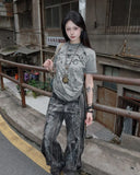 Advbridge American High Street Streetwear Jeans Men Spliced Heavy Industry Graffiti Distressed Zipper Jeans Men and Women Same Style