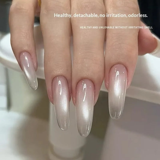 Trendy Ice Jelly White Glass Bead Cat Eye Gel
