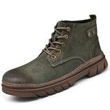 Advbridge 2025 Retro Style Winter Men Boots Desert High Top Boot Casual Lace-up Street Cool Shoes Comfy Non-Slip Brown Leather Ankle Boots