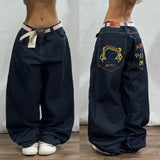 Advbridge New American Trend Vintage Hip Hop Letter Embroidery Pattern Baggy Jeans Men And Women Y2K Harajuku Gothic Wide Pants Streetwear