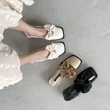 Advbridge Closed Toe Sandals Female Shoe All-Match 2024 Women's Med Clear Heels Girls Bow New Medium Comfort Beige Block Square Summer Ret