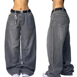 Advbridge American Retro Double Stitching Washed Baggy Jeans Men's Y2K New Harajuku Hip-Hop Gothic Casual Joker Wide Trousers Street Wear