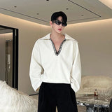 Advbridge  Spring Autumn Designer Knitted Contrast V-neck Woven Rope Decoration Sweatshirt Fashion Men's Clothing Pullover Chic