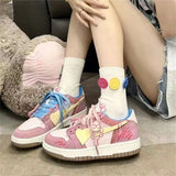 ADVBRIDGE  -  Flower Graffiti Womens Casual Shoes Versatile Ins Style Lace Up Skateboard Shoes Round Toe Wear Resistant Womens Sneakers