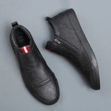 Advbridge New Men Leather Casual Shoes Spring Autumn Fashion Double Zipper Trend High Tops Flat Shoes Cool Loafers Man Winter Boots