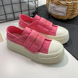 ADVBRIDGE  -  Women Pink Canvas Shoes Hook Female Students Solid Black Sneaker Thick Sole Low Top Beige Casual Shoes Tennis Sport Shoes