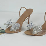 ADVBRIDGE  -  Summer Women Sandals Diamond Bow Decoration Transparent Open Toe Evening Party Wedding Ladies High Heels Woman Shoes