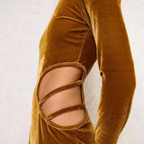 Advbridge French Elegant Hollow Waist Bright Luxury Party Dress Women Long Sleeve Long Dress Temperament Golden Velvet Slim Winter Dress