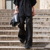 Advbridge Wide Leg Drawstring Black Cargo Pants Unisex Straight Baggy Casual Overalls Men's Streetwear Loose Oversized Trousers