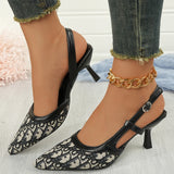 Advbridge Women Shoes Satin Pointed Back Empty Women Sandals 2025 Summer One-word Buckle Sexy  High Heels Women Sandalias Mujer Zapatos