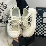 ADVBRIDGE  -  Cute Bow Womens Volcanise Shoes Retro Versatile Non Slip Skateboard Shoes Wear Resistant Lace Kawaii Shoes for Ladies