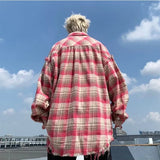 Advbridge Shirts Men Janpanese Style Loose Casual Daily Fashion Plaid Turn-down Collar All-match Popular High Quality Sunny Breathable New