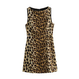 Advbridge Women's Leopard Print Sleeveless Dress Womens Dresses Sale Clearance Fashion Summer Short Party Elegant New Y2k
