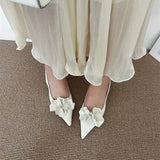 ADVBRIDGE  -  Pink High Heels Sexy Pointed Toe Slingback Shoes Design Flower Low Heel Office  Shoes White Pumps Chaussures Femme