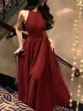 Advbridge France Vintage Halter Evening Party Long Dresses for Women Solid Sleeveless A-line Princess Wedding Prom Robe New Spring Vestido