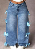 Advbridge Women Bowknot Jeans Pants Y2k Loose Straight Blue Baggy Aesthetic Washed Jeans Female 2025 Spring Fashion Lady Denim Trousers