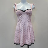 ADVBRIDGE  -  Vintage Nightgowns Square Collar Polka Dot Sleep Dress for Women's Sleepwear Summer Slim Waist Beauty Back Suspender Nightdress