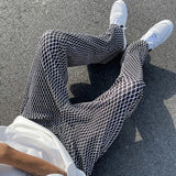 ADVBRIDGE  -  Summer Pleated Pants Men Fashion Casual Plaid Pants Men Streetwear Korean Loose Straight Ice Silk Pants Mens Plus Size Trousers