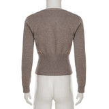 ADVBRIDGE  -  Temperament Cross V Neck Long Sleeve Double Breasted Sweater Y2k French Solid Simple Autumn Basic Clothes Lazy American Cardigan