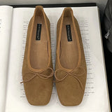 ADVBRIDGE  -  Autumn Women Flats Shoes Fashion Square Toe Ladies Ballerina Shoe Soft Flat Heel Outdoor Casual Mary Jane Candy Color Shoes