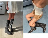 Advbridge Platform Boots For Women Knee High Med Calf Chunky Heel Fashion Girls Shoes 2022 Autumn Summer Boots Slip On Brand New Goth