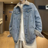 Advbridge 2024 Winter Fleece Denim Jacket Men Thick Warm Wool Liner Coats Men Thicker Denim Outwear Jean Jackets Men Cowboy Casual Outfits